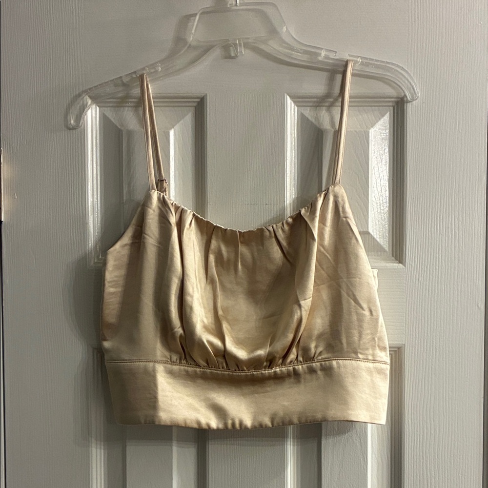 Lulu's Champagne Satin Crop Top